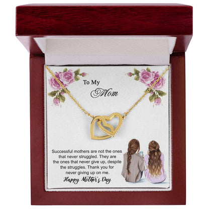 Thank You For Never Giving Up On Me Mother - Necklace Interlocking Hearts Necklace