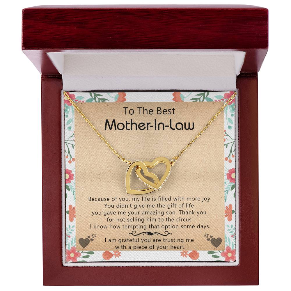 Gift For Mother-In-Law - My Life Is Filled With More Joy - Interlocking Interlocking Hearts Necklace
