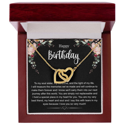 Happy Birthday To My Soul Sister Interlocking Hearts Necklace