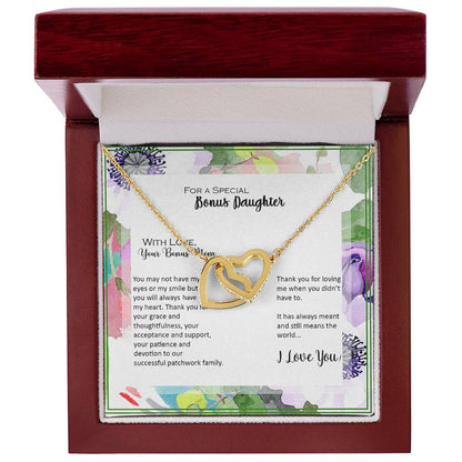 Bonus Daughter From Bonus Mom No Dna But You Have My Heart Interlocking Hearts Necklace