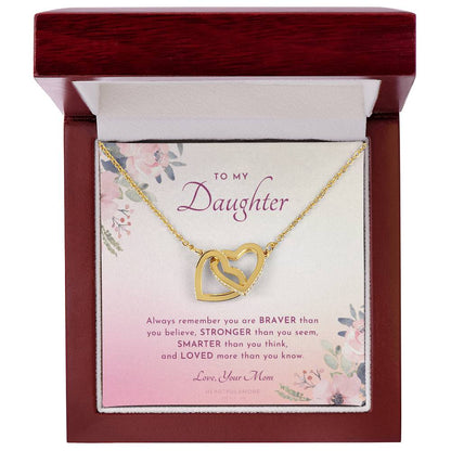 To My Daughter Always Remember Gift For Daughter From Mom Daughter Birthday Graduation Christmas Present Interlocking Hearts Necklace