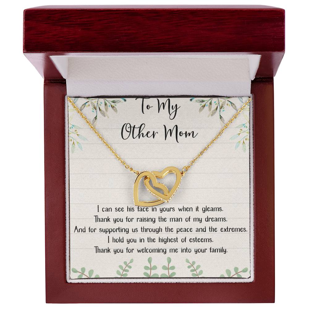 To My Other Mom Interlocking Hearts Necklace Message Card