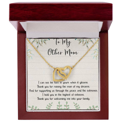 To My Other Mom Interlocking Hearts Necklace Message Card