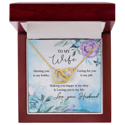 Making You Happy Is My Duty - Great Gift For Wife Interlocking Hearts Necklace