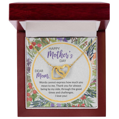Mother'S Day Collection Interlocking Hearts Necklace - Floral Celebration !