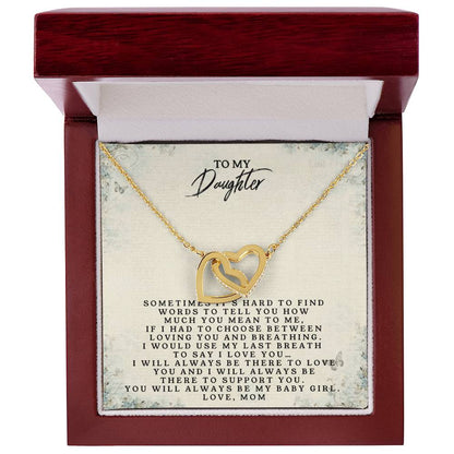 To My Daughte - Love Mom - Interlocking Heart Necklace Interlocking Hearts Necklace