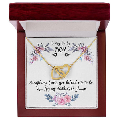 Gift For Mom For Mother'S Day Two Hearts Embellished With Cubic Zirconia Stones Mom Gift Idea To My Mother Mom Birthday Unique Love Message Interlocking Hearts Necklace