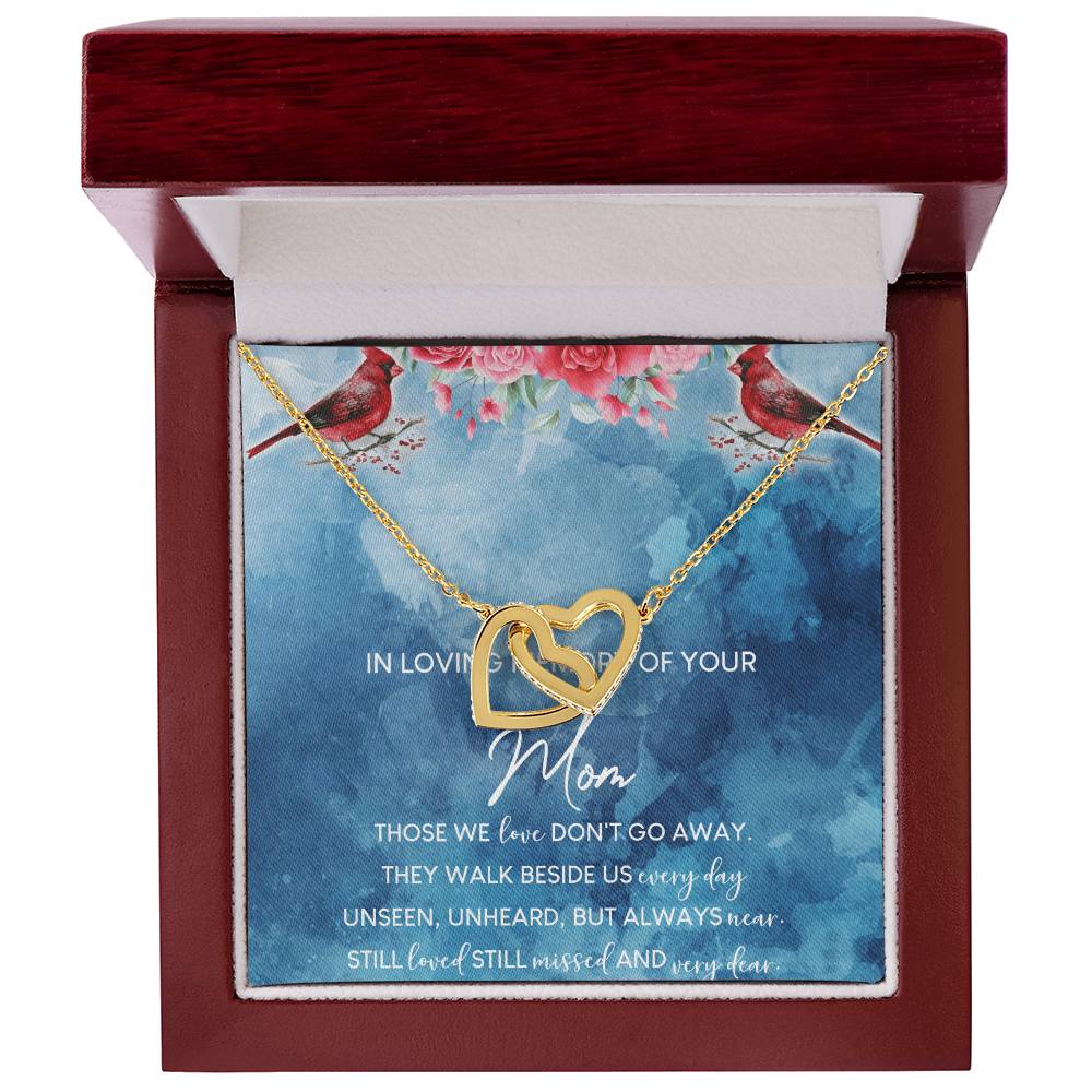 In Loving Memory Of Your Mom Interlocking Hearts Necklace Message Card