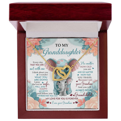 To My Granddaughter Interlocking Hearts Necklace