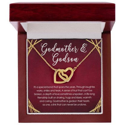 Special Bond Between Godmother & Godson Interlocking Hearts Necklace
