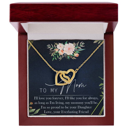 To My Mom Interlocking Hearts Necklace Message Card