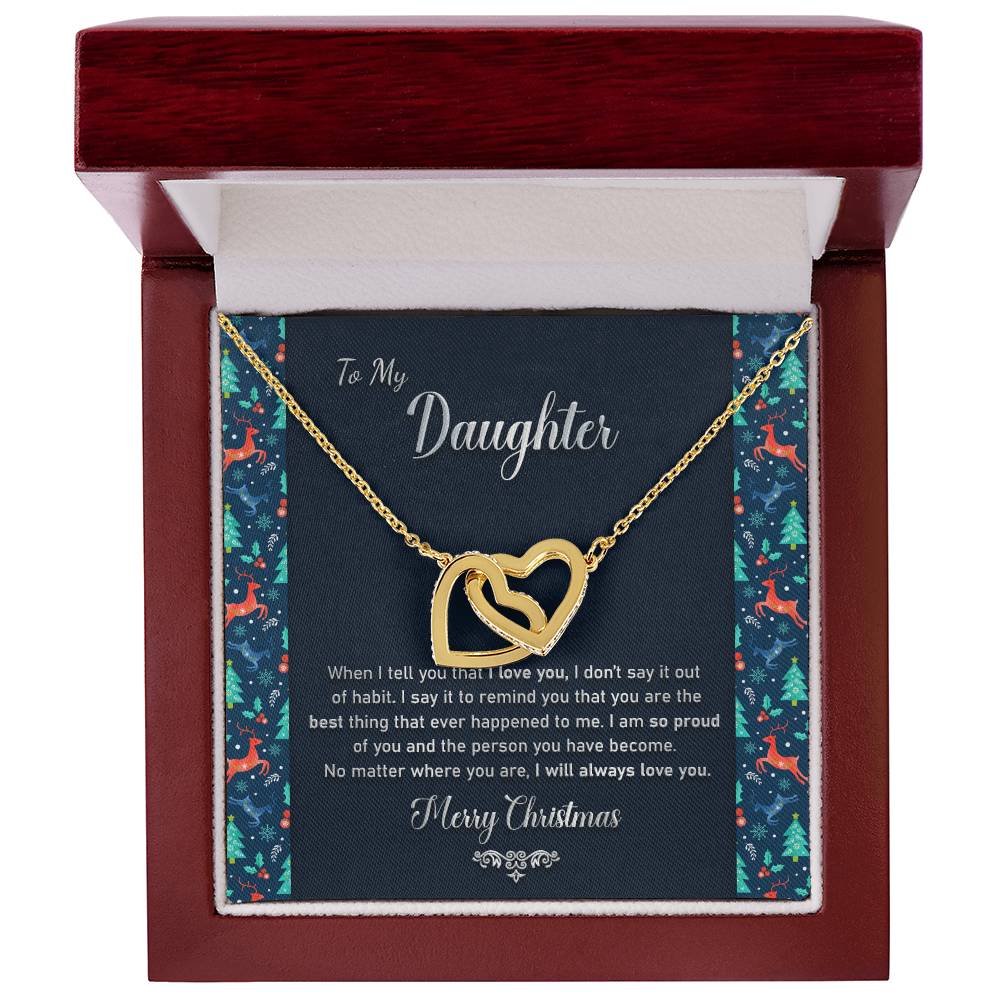 To My Daughter - I Will Always Love You Necklace Interlocking Hearts Necklace