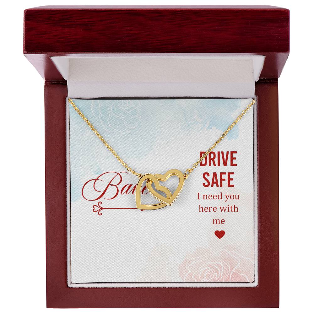 Babe - Drive Safe I Need You Here With Me - Interlocking Heart Necklace Interlocking Hearts Necklace