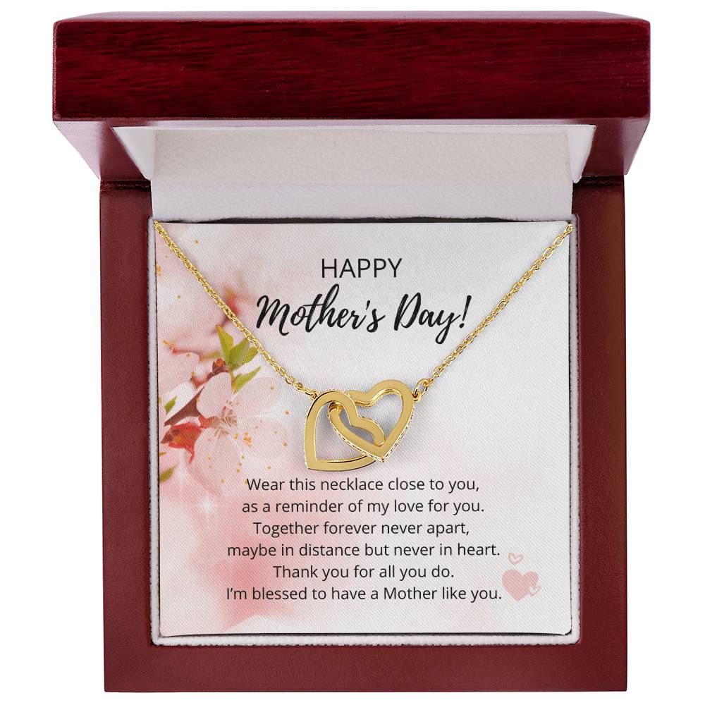 Mother'S Day Interlocking Heart Necklace - 316 Steel With 18K Rose Gold Finish And Cubic Zirconia Stones Interlocking Hearts Necklace