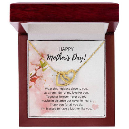 Mother'S Day Interlocking Heart Necklace - 316 Steel With 18K Rose Gold Finish And Cubic Zirconia Stones Interlocking Hearts Necklace