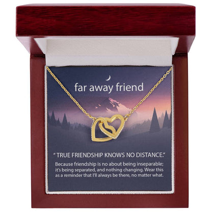 True Friendship Knows No Distance Interlocking Hearts Necklace