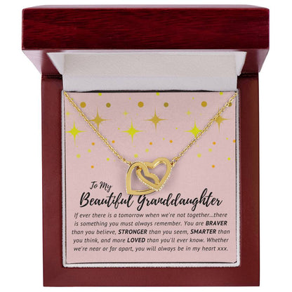 To My Beautiful Granddaughter - Interlocking Hearts Necklace [Soq4-26]