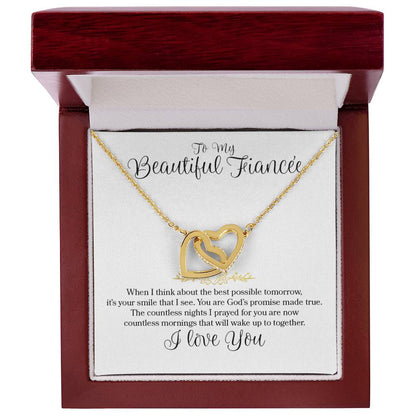 Interlocking Hearts - To My Beautiful Fiancee Interlocking Hearts Necklace