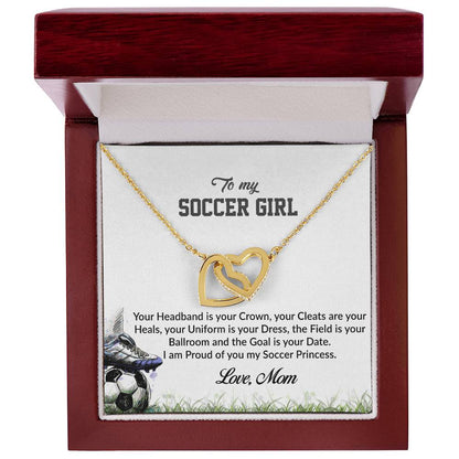 To My Soccer Girl - I Am Proud Of You Interlocking Hearts Necklace