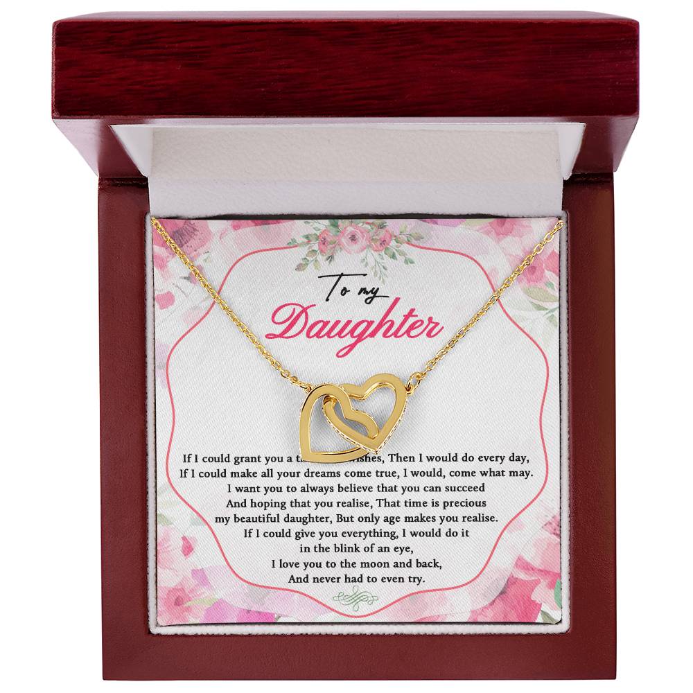To My Daughter Necklace Wishes For My Daughter Poem Interlocking Hearts Necklace