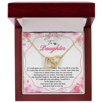 To My Daughter Necklace Wishes For My Daughter Poem Interlocking Hearts Necklace