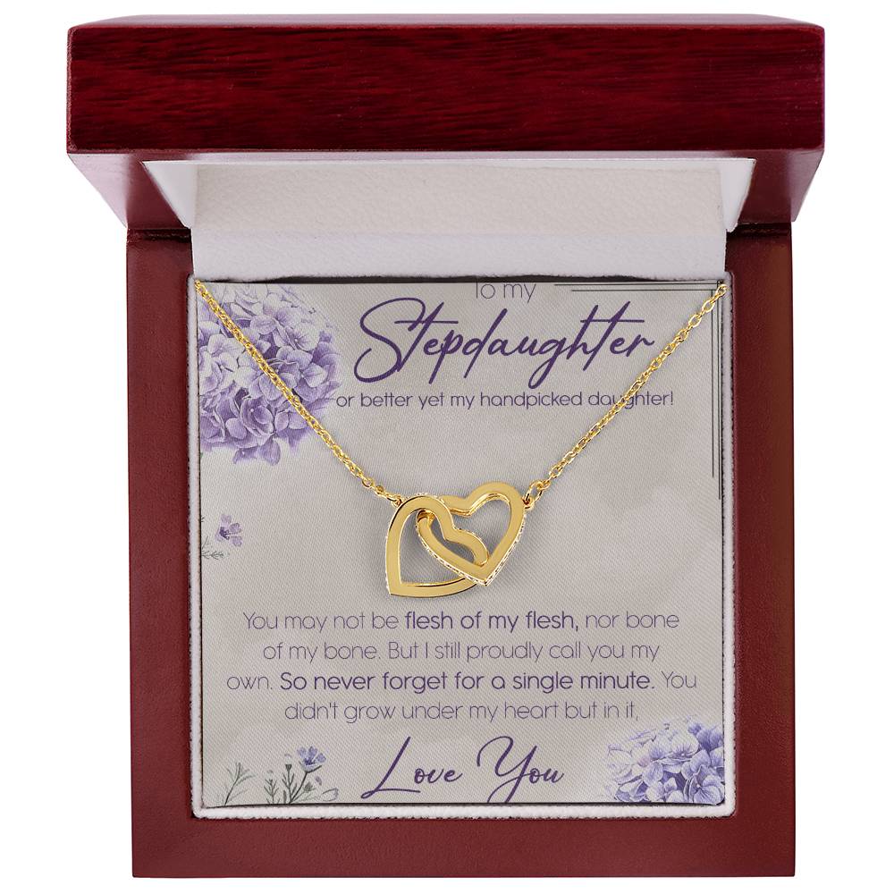 To My Stepdaughter Interlocking Hearts Necklace Message Card