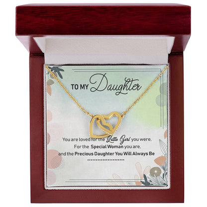 To My Daughter Interlocking Hearts Necklace Birthday Gift Message Card
