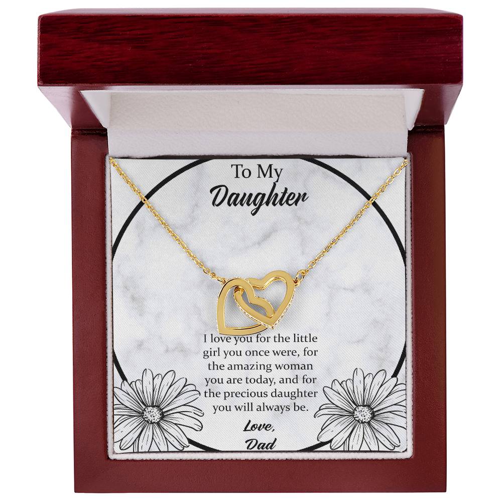 To My Daughter I Love You For The - Love Dad Interlocking Hearts Necklace