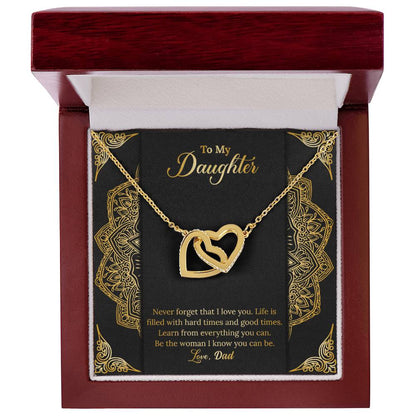 Never Forget That I Love You. Necklace. Two Hearts. Interlocking Hearts Necklace