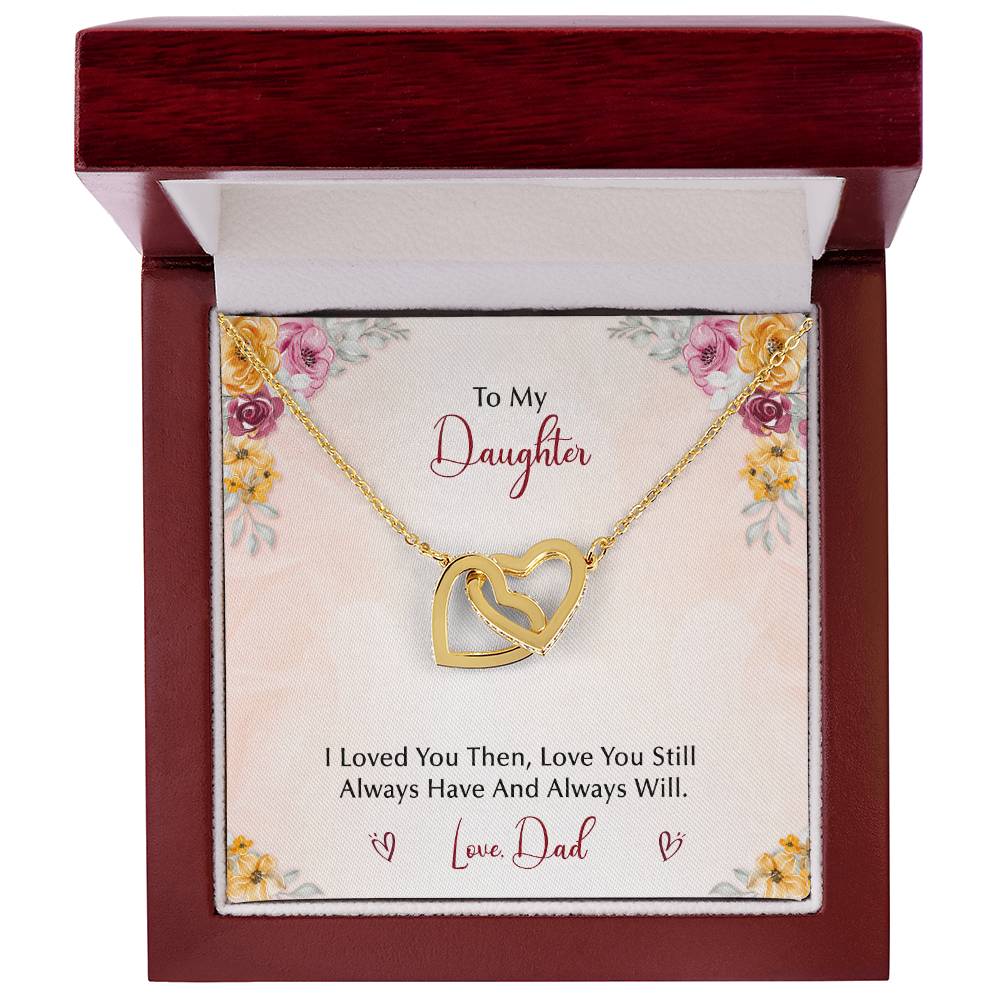 To My Daughter From Dad Interlocking Hearts Necklace