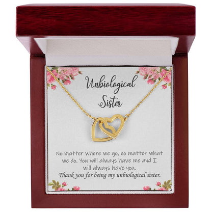 Unbiological Sister Necklace Soul Sister Sorority Sister Sister In Law Necklace Interlocking Hearts Necklace
