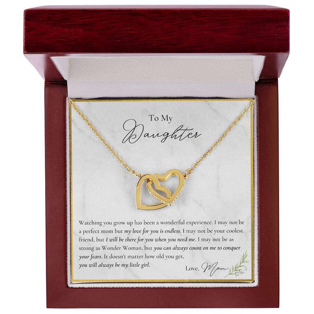 To My Daughter My Love For You Is Endless You Can Always Count On Me To Conquer Interlocking Hearts Necklace