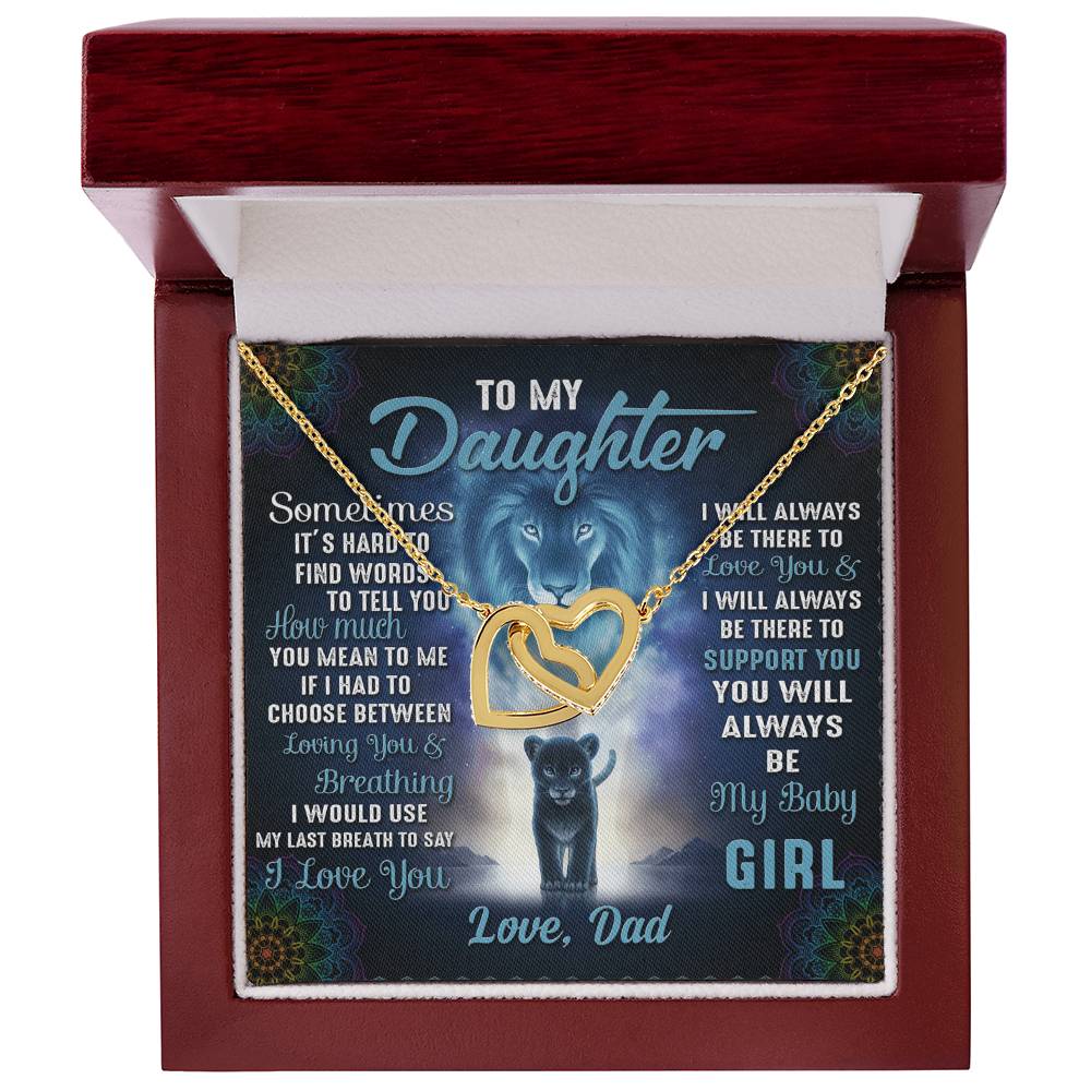 To My Daughter Necklace You Will Always Be My Baby Girl Daughter Gift From Dad Daughters Birthday Grown Up Daughter Interlocking Hearts Necklace
