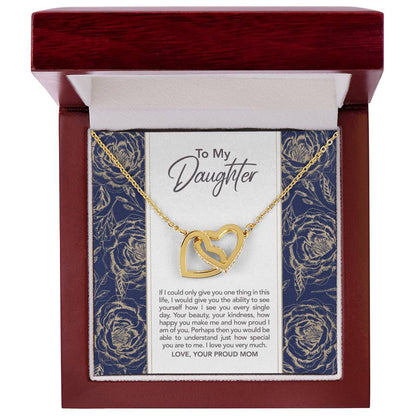 To My Dearest Daughter Proud Mom Proud Mama Mother And Daughter Gift Gift From Mother To Daughter Bond Relationship Interlocking Heart Necklace Interlocking Hearts Necklace