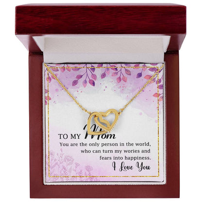 To My Mom Interlocking Hearts Necklace Message Card