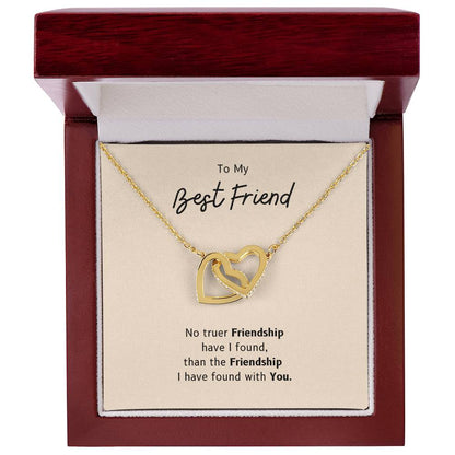 To My Bestfriend - No Truer Friendship Have I Found Than The Friendship I Have Found With You - Necklace Interlocking Hearts Necklace