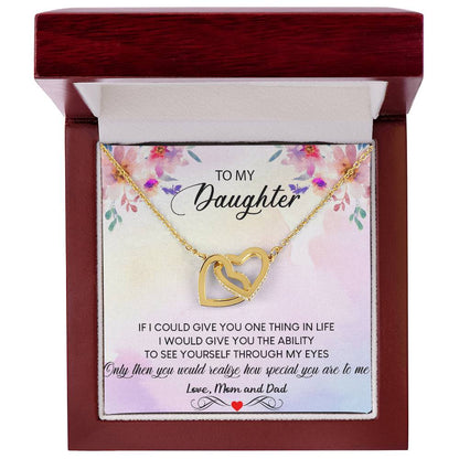 To My Daughter Necklace Daughter Necklace From Mom And Dad Personalized Daughter Interlocking Hearts Necklace Gift Daughter Birthday Gift