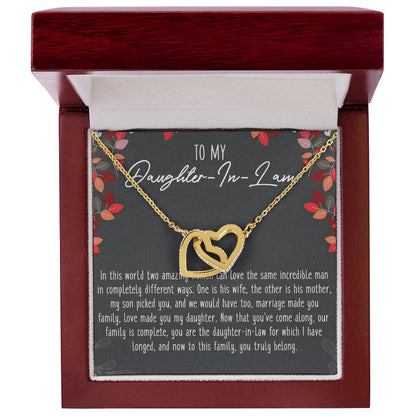 To My Daughter-In-Law Interlocking Hearts Necklace Message Card