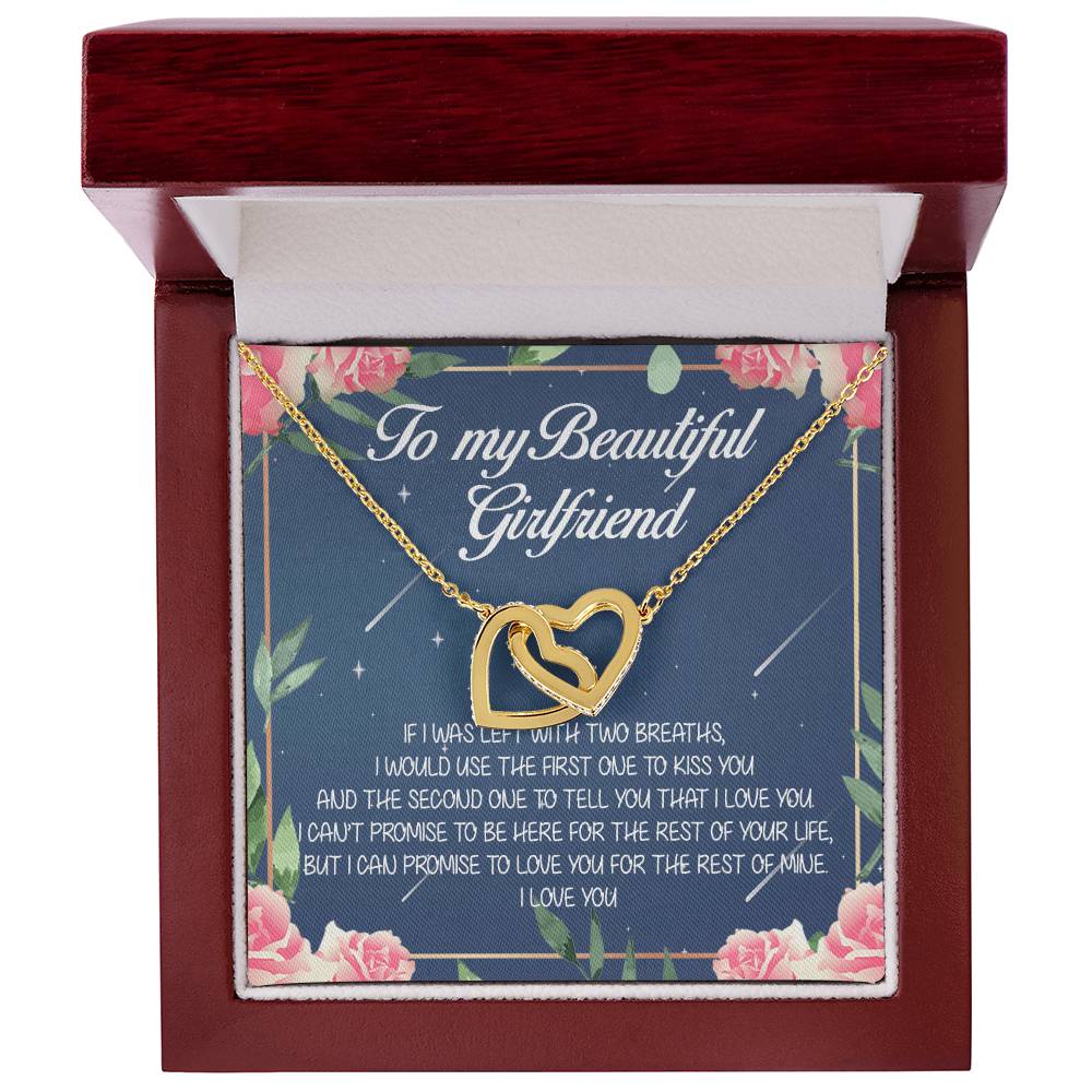 To My Beautiful Girlfriend Interlocking Hearts Necklace