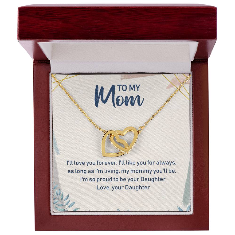 To My Mom Interlocking Hearts Necklace Message Card