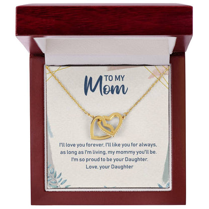 To My Mom Interlocking Hearts Necklace Message Card