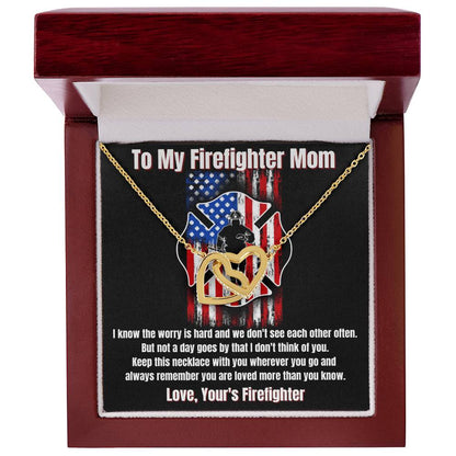 To My Firefighter Mom Necklace Interlocking Hearts Necklace