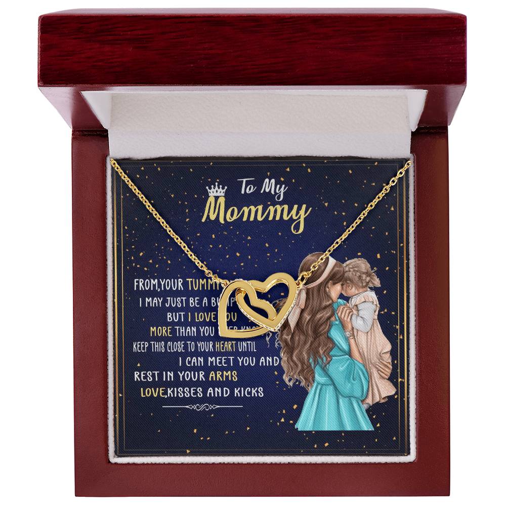 To My Mommy From Your Tummy Interlocking Hearts Necklace