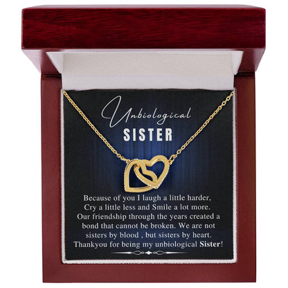 Unbiological Sister Necklace Soul Sister Sorority Sister Sister In Law Necklace Step Sister Gift Jewelry Tray Sister Necklace Interlocking Hearts Necklace