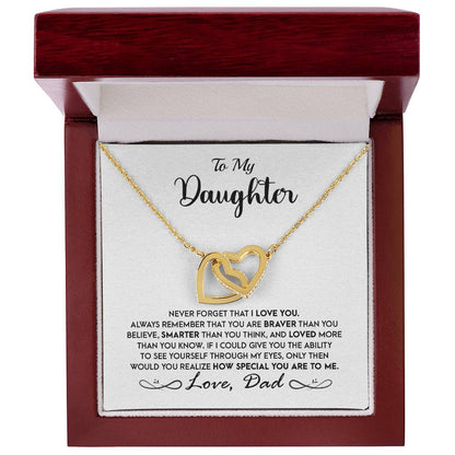 To My Daughter - Never Forget That I Love You - Interlocking Hears Necklace Interlocking Hearts Necklace