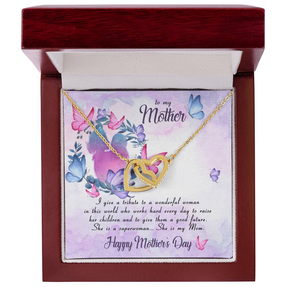 Mothers Day Gift - Mothers Day Gift From Daughter - Gift For Mom Mother'S Day Necklace With Card - Mothers Day Jewelry Mothers Day Card Interlocking Hearts Necklace