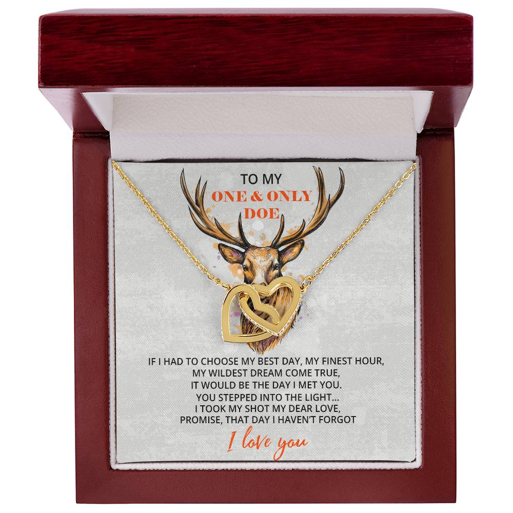 To My Trophy Doe Necklace For Wife Hunting Gift Wife From Husband Gift From Hunter Anniversary Gift For Her Birthday Gift Hunter Wife Interlocking Hearts Necklace