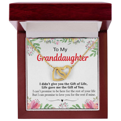 To My Granddaughter - I Love You For The Rest Of My Life Interlocking Hearts Necklace