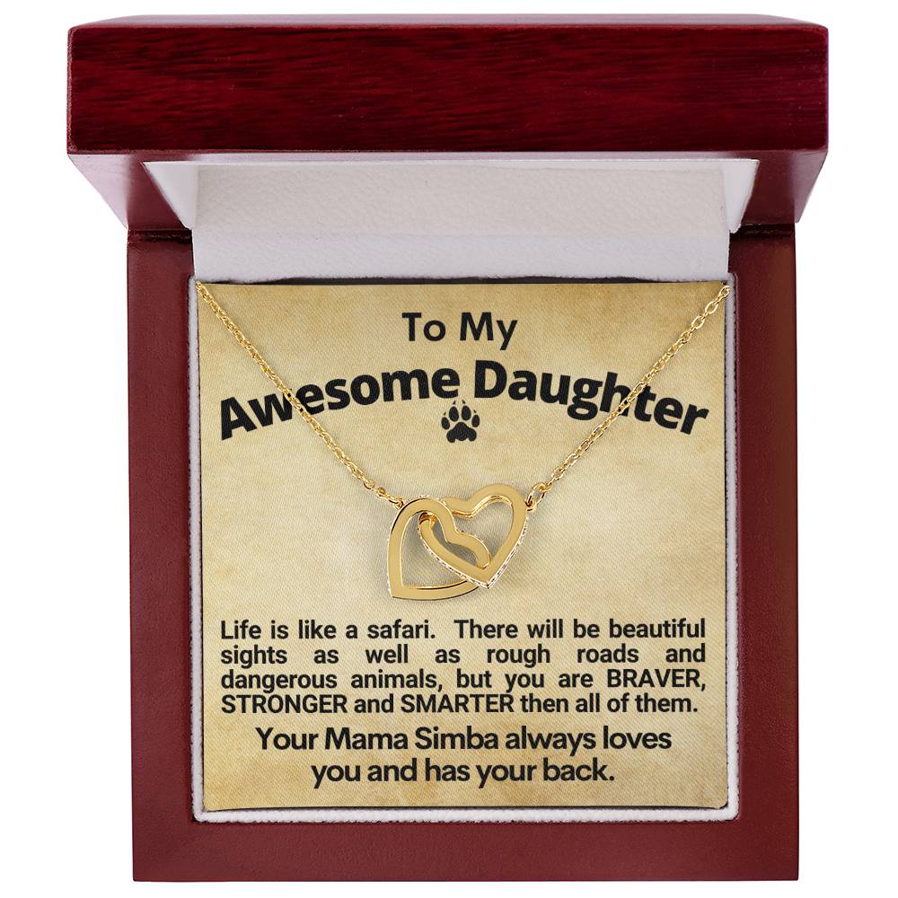 Awesome Daughter Linked Hearts Necklace Gift From Mom Interlocking Hearts Necklace