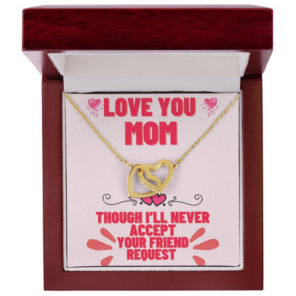 Mom’S Friend Request- Interlocking Hearts With Cubic Zirconia Interlocking Hearts Necklace
